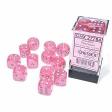 Chessex Borealis 16mm d6 Pink/silver Luminary Dice Block (12 dice)